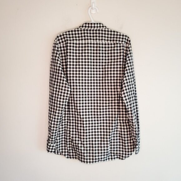 Burberry Nova Check plaid long sleeve button up shirt black white size L - Picture 2 of 6